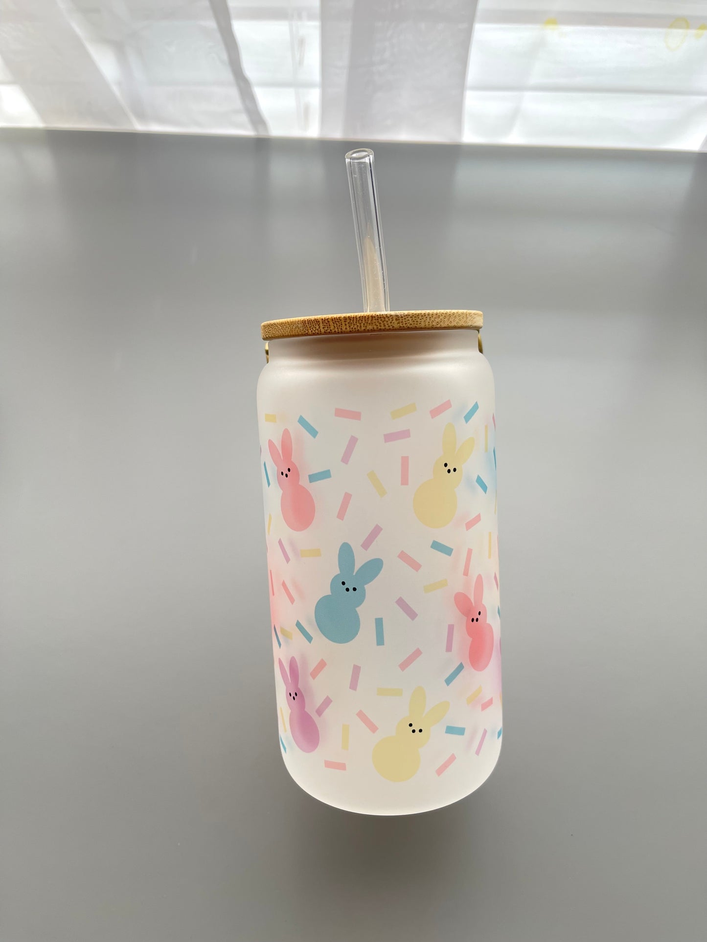 Easter sprinkle peeps glass cup