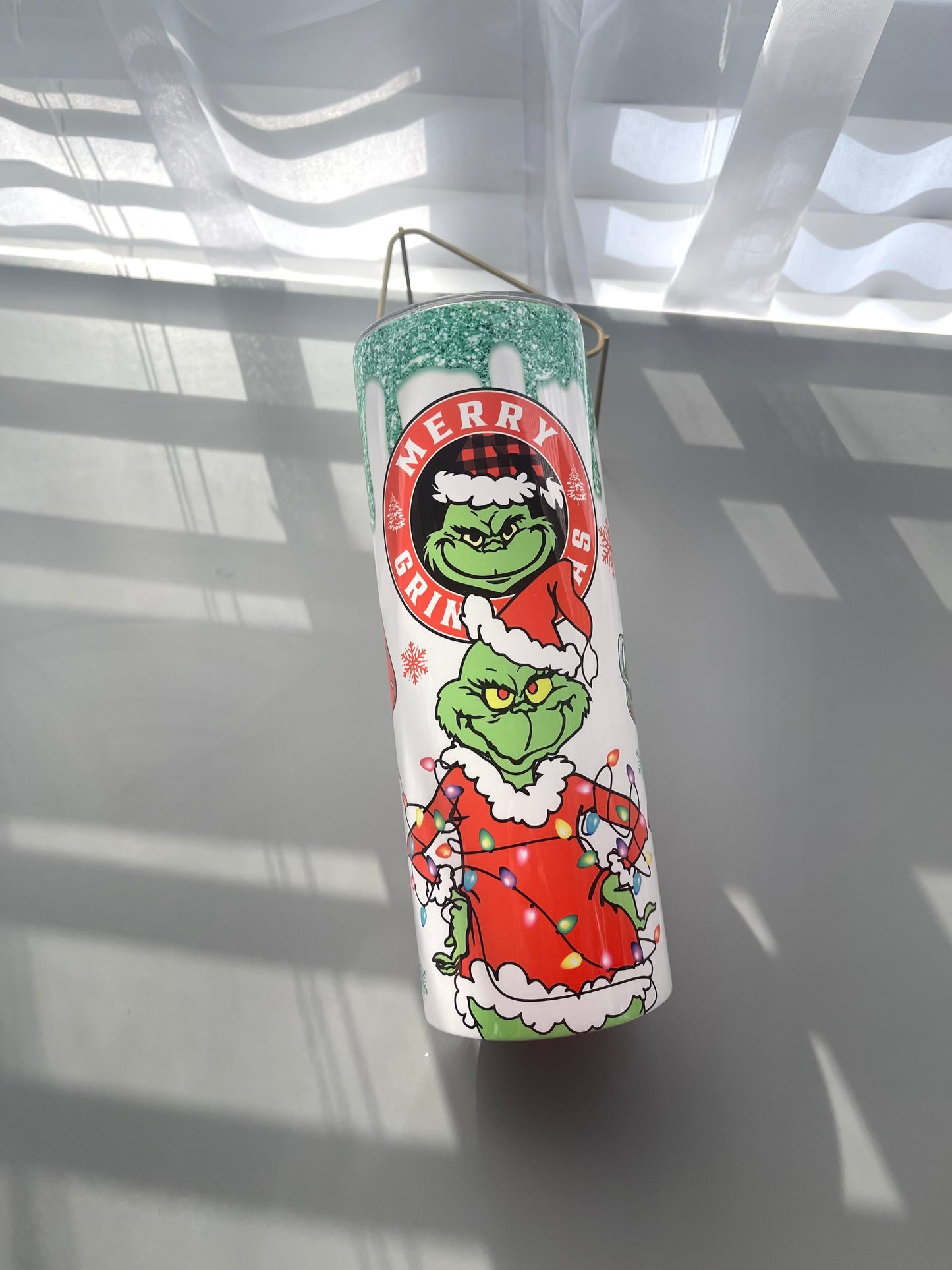 Merry grinchmas 20oz tumbler with lid