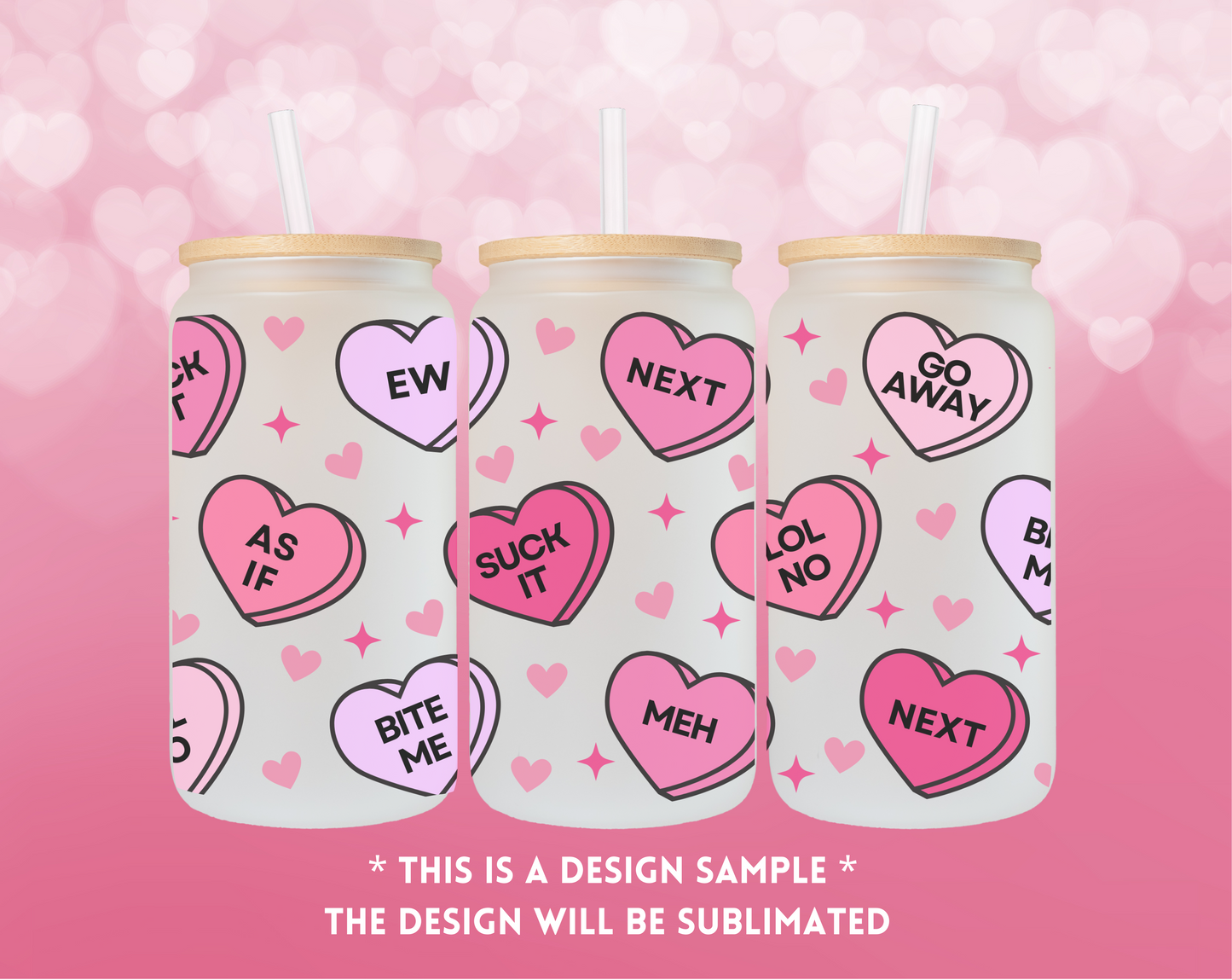 Anti-Valentines glass cup 16oz