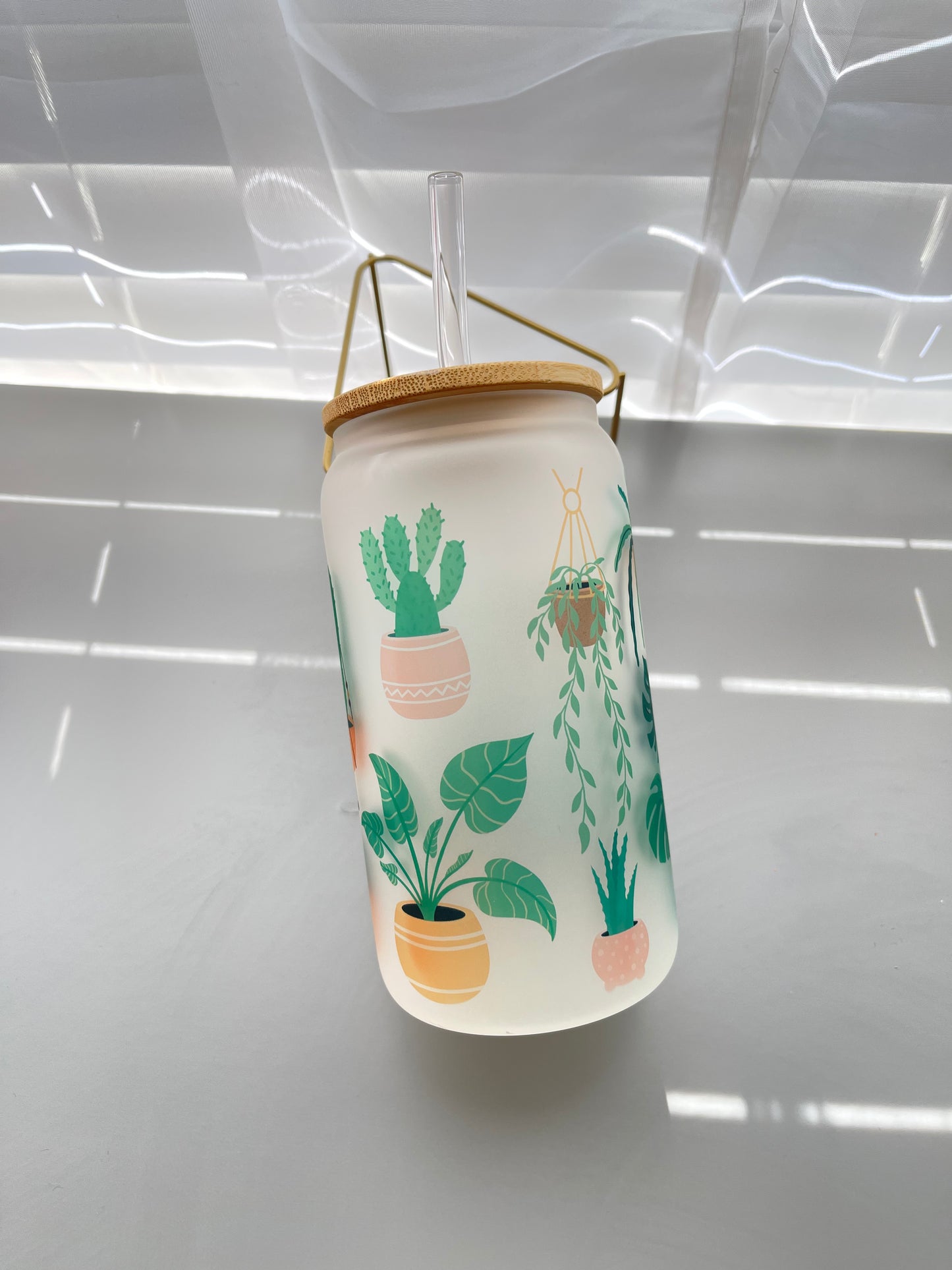 Plant 16oz glass cup