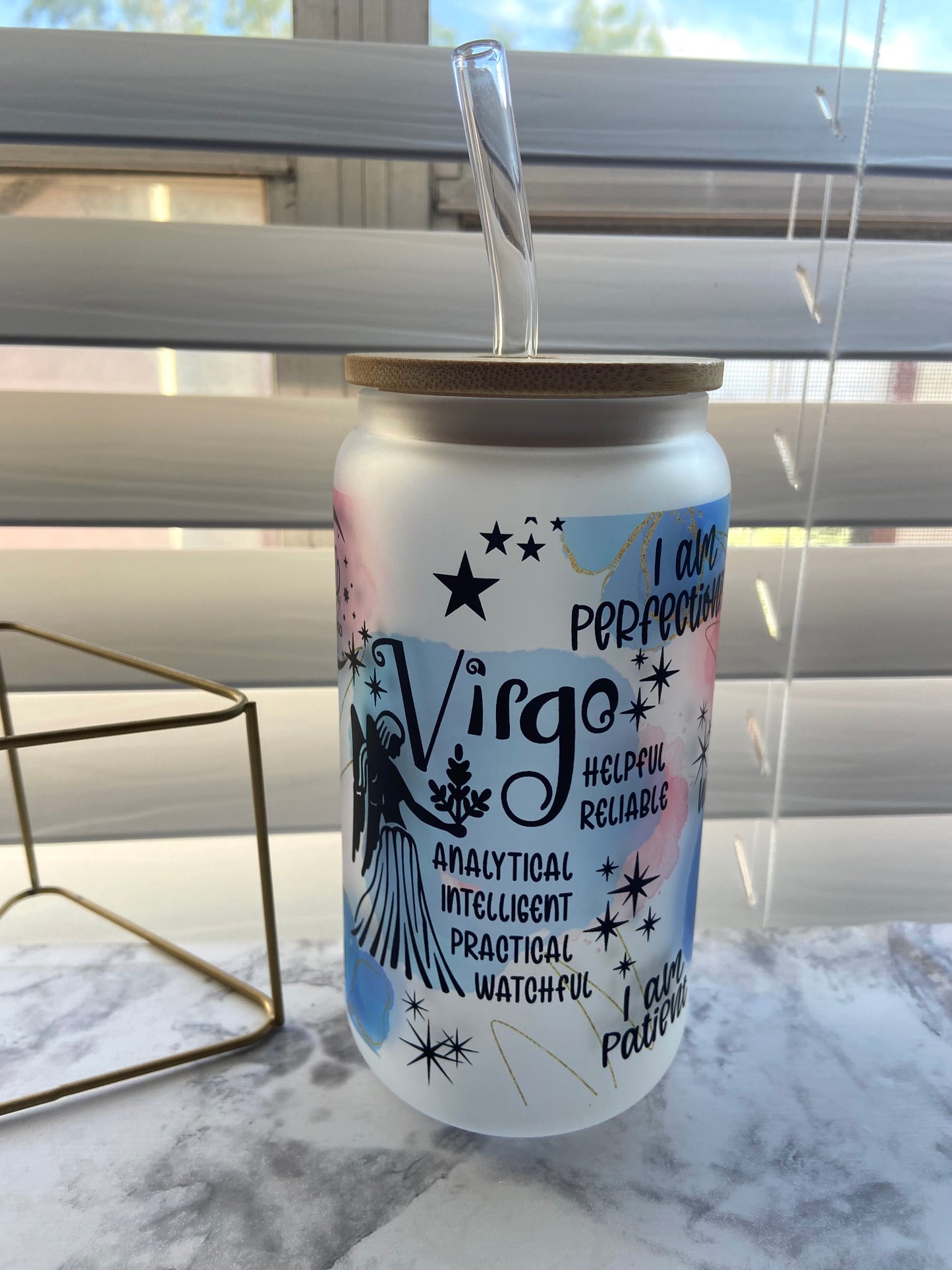 Zodiac affirmation glass can