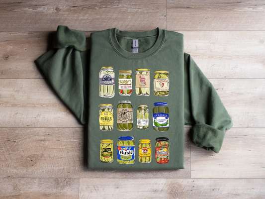 Vintage Canned Pickle Jars crewneck sweatshirt