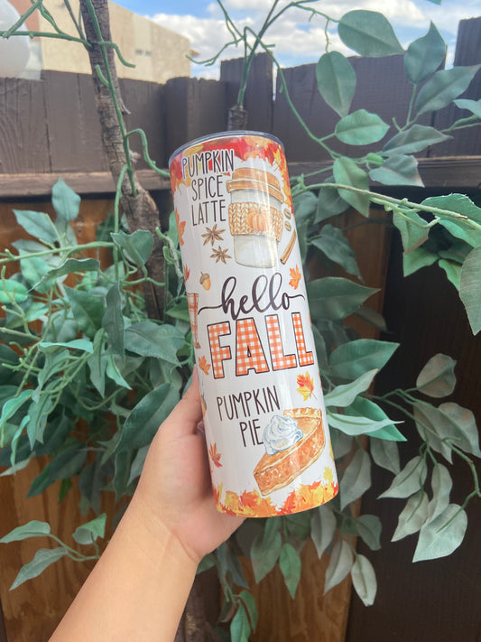 20 Oz Sublimation Tumbler | Hello Fall Tumbler | Alicee Creations