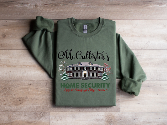 Christmas McCallister’s home security keep the change you filthy animal crewneck sweatshirt