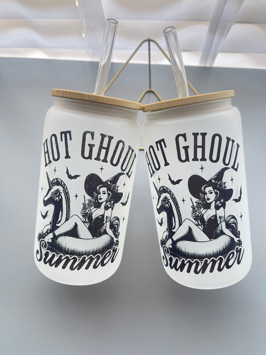 Hot ghouls summer 16oz glass cup