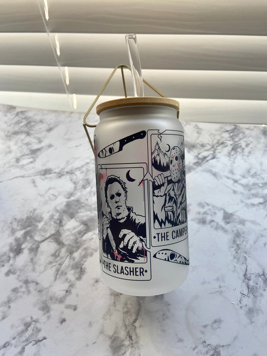 killer glass can with bamboo lid & straw 16oz