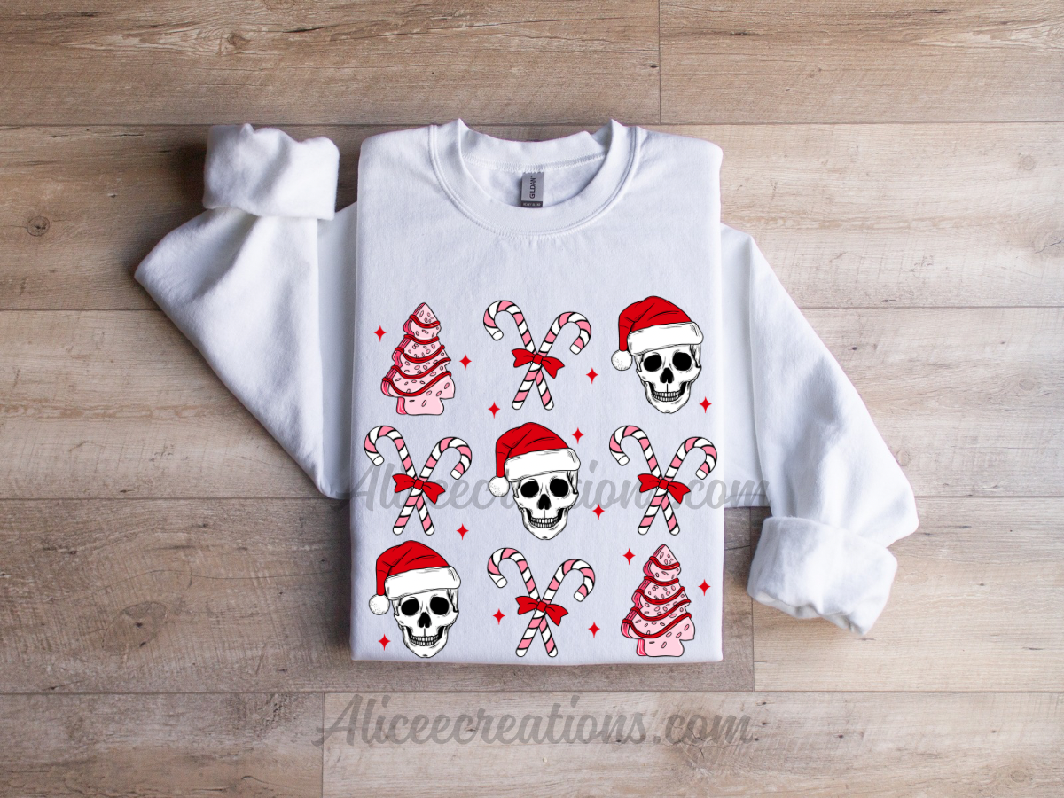 spooky skulls & cakes christmas crewneck sweatshirt