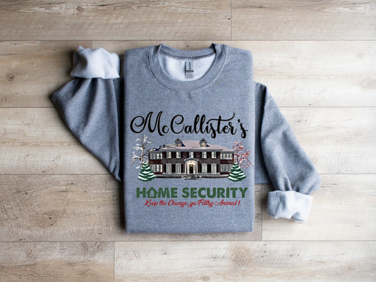 Christmas McCallister’s home security keep the change you filthy animal crewneck sweatshirt