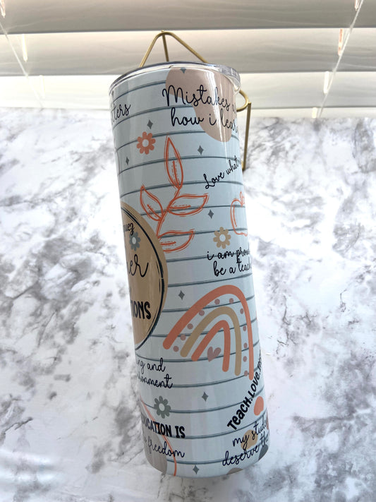 Teacher daily affirmation tumbler