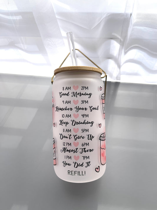 Water tracker glass cup valentines design