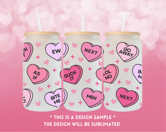 Anti-Valentines glass cup 16oz