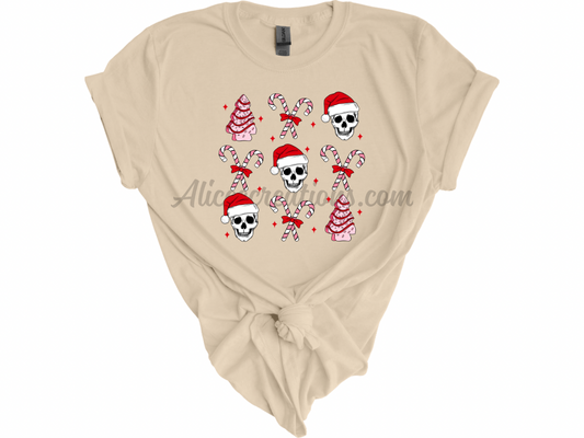 Christmas skulls & cakes tee