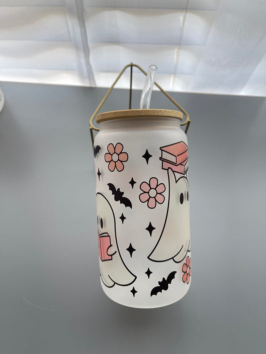 Ghostly Reads- Frosted Glass Tumbler