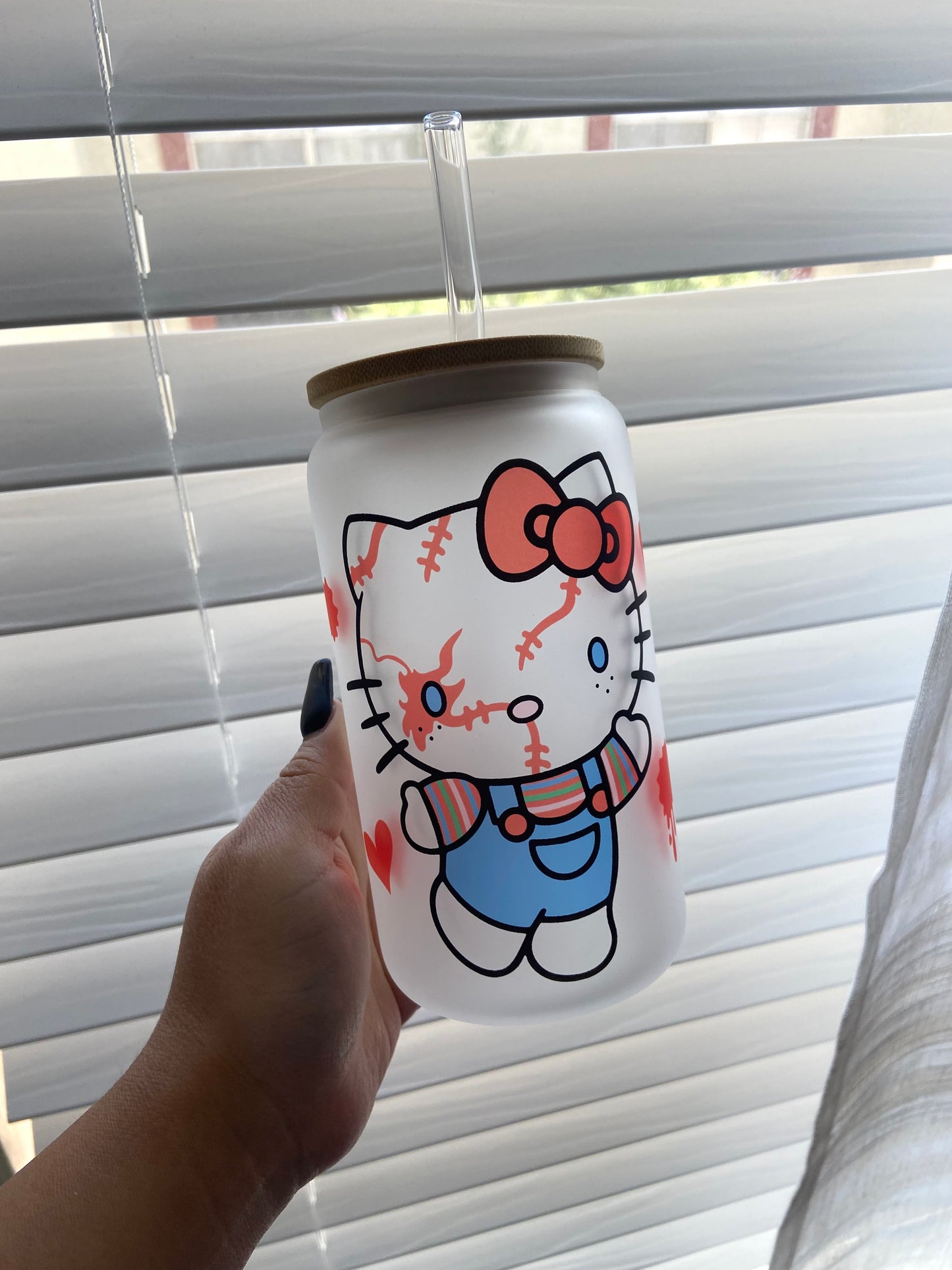 Killer doll x kitty glass cup