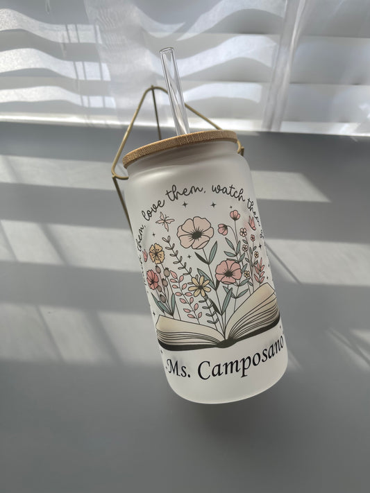 Personalized blooming flower book cup