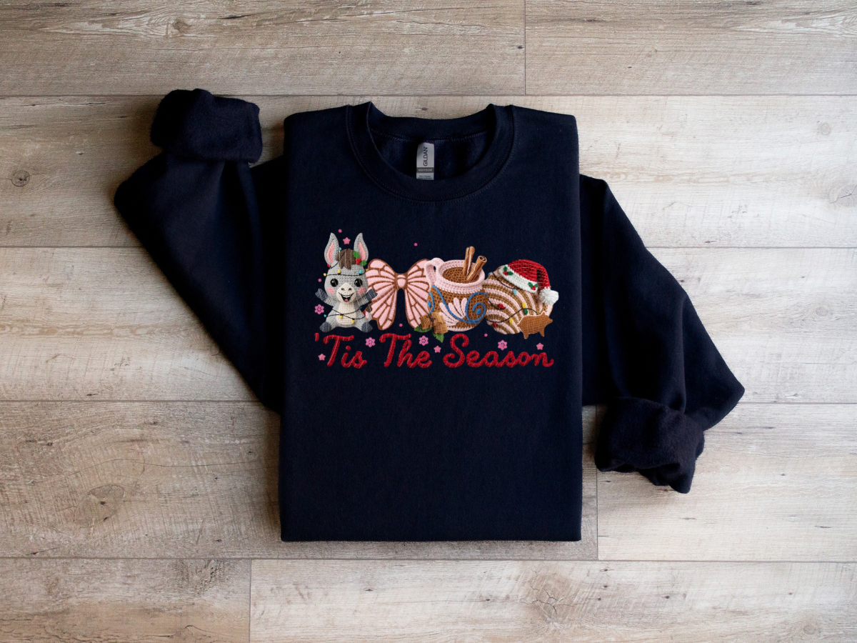 Yarn Crochet Tis The Season Mexican Christmas crewneck sweatshirt