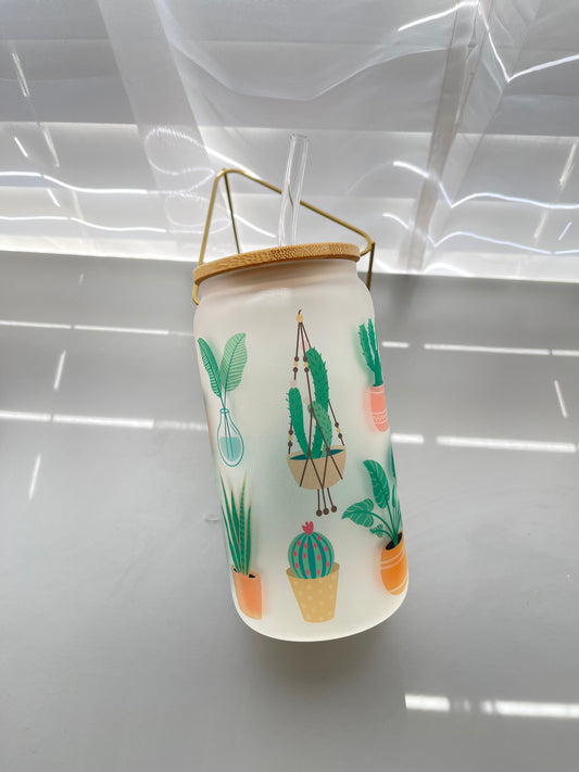 Plant 16oz glass cup