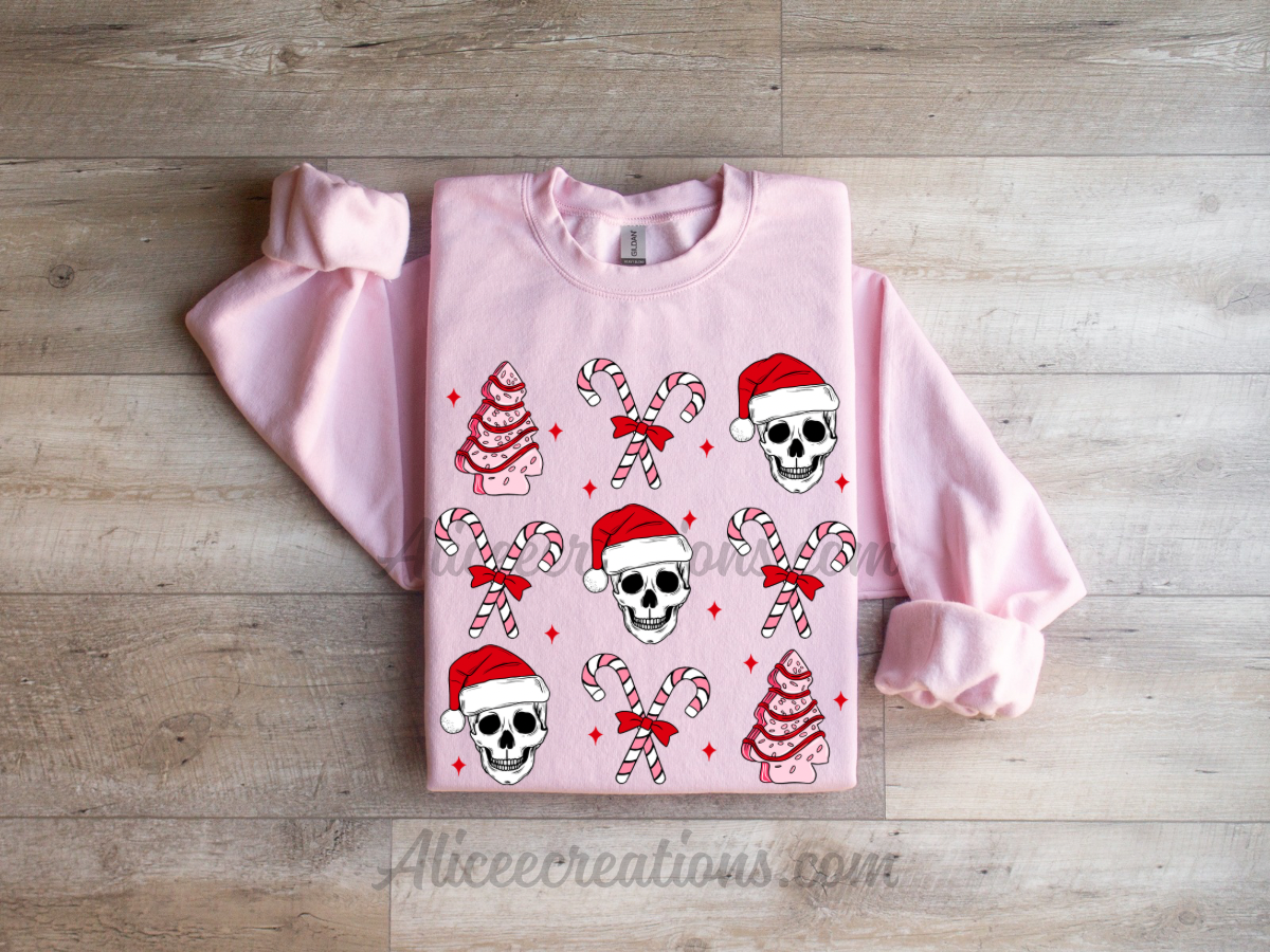 spooky skulls & cakes christmas crewneck sweatshirt