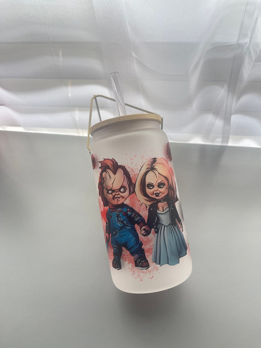 Valentines killer dolls glass cup
