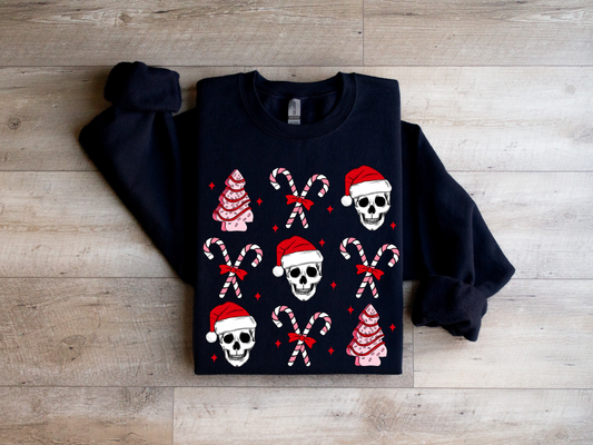 spooky skulls & cakes christmas crewneck sweatshirt