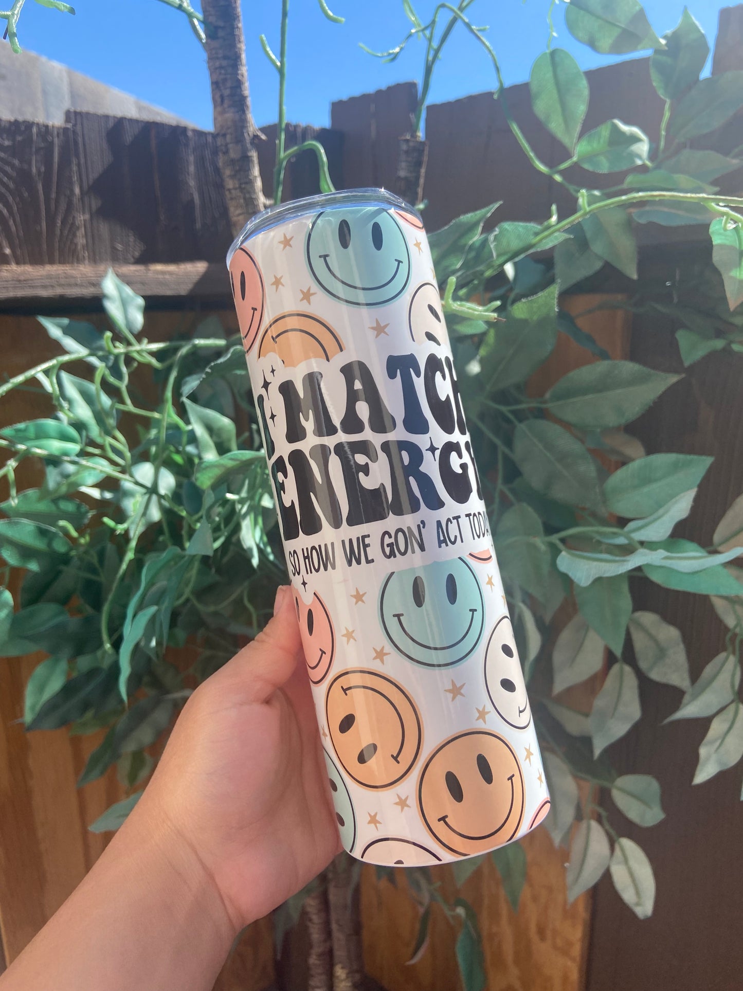 20 Oz Tumblers With Lid | I Match Energy Tumbler | Alicee Creations