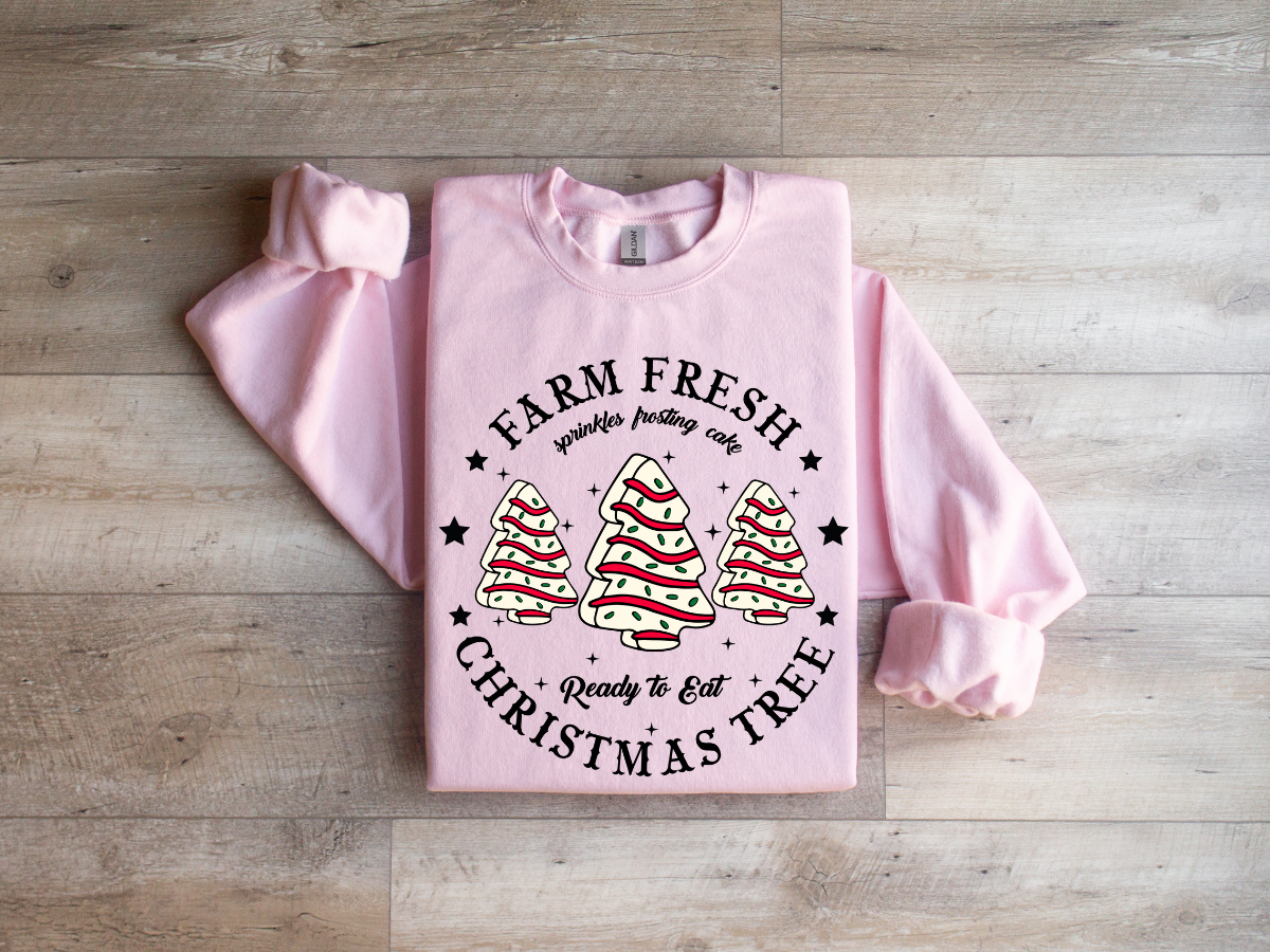 Christmas farm fresh Christmas tree snack cakes crewneck sweater