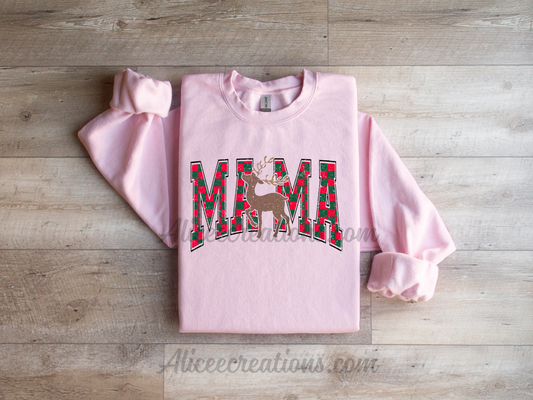 Mama deer Christmas crewneck sweatshirt