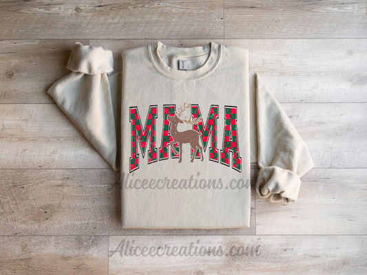 Mama deer Christmas crewneck sweatshirt