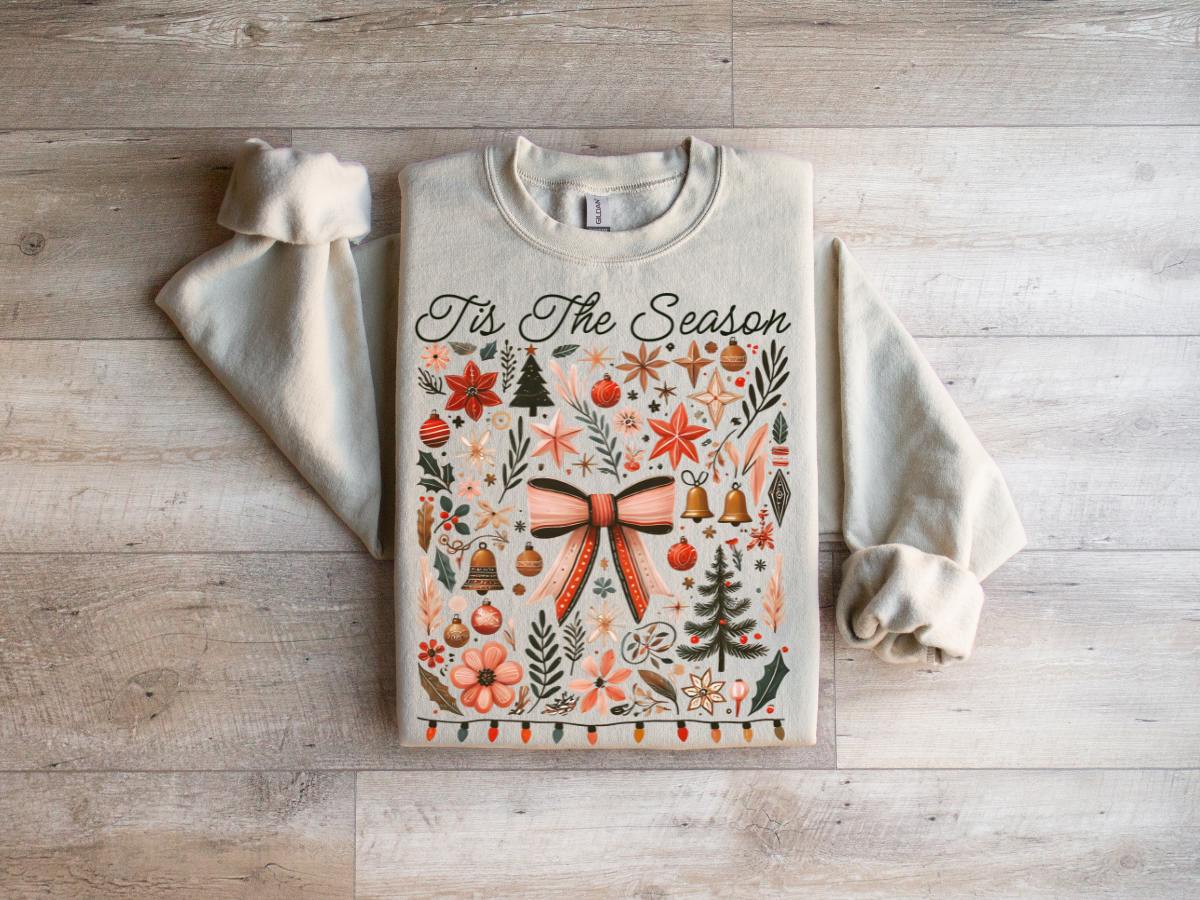 Christmas Boho Tis the season crewneck sweater