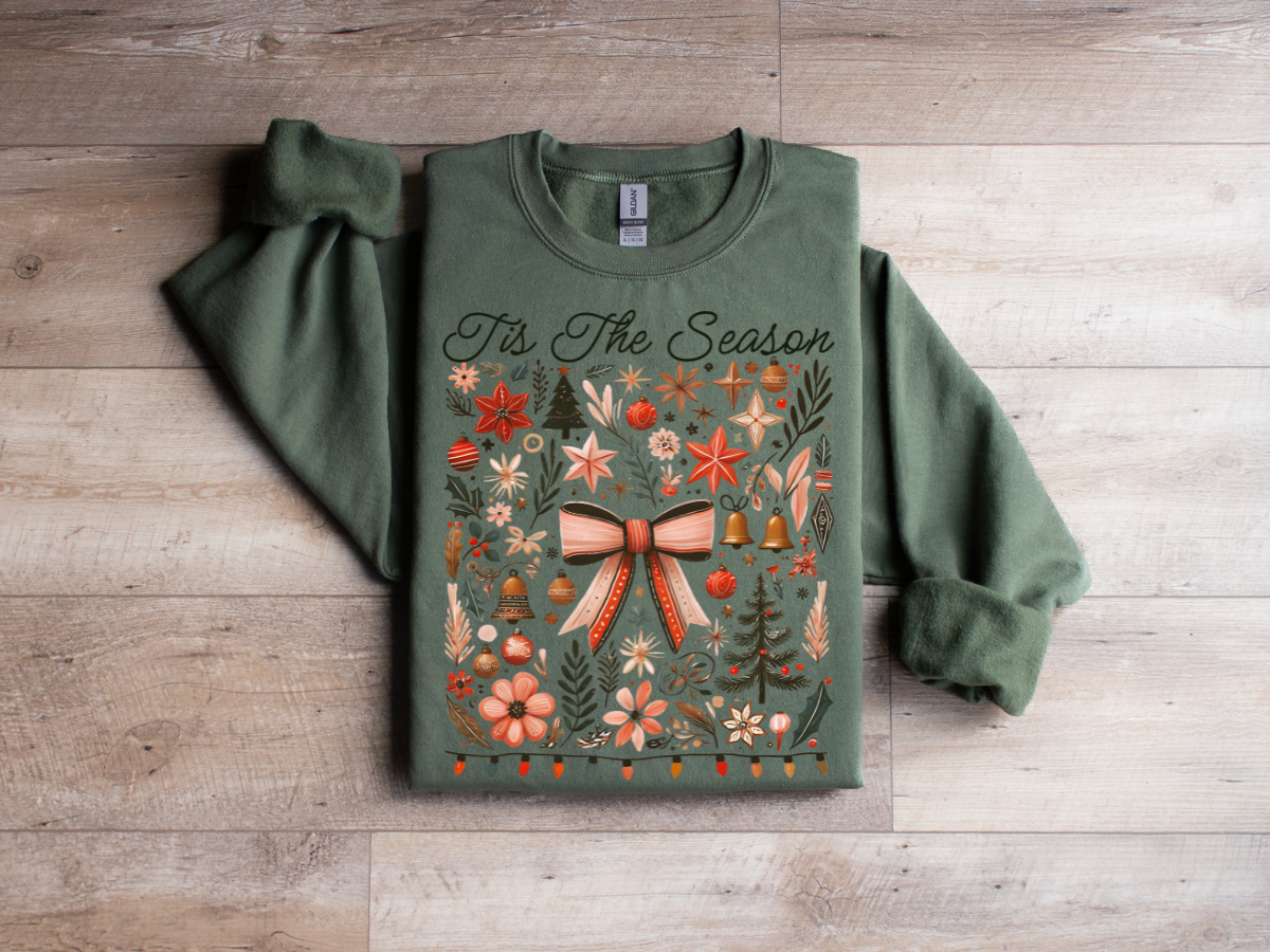 Christmas Boho Tis the season crewneck sweater