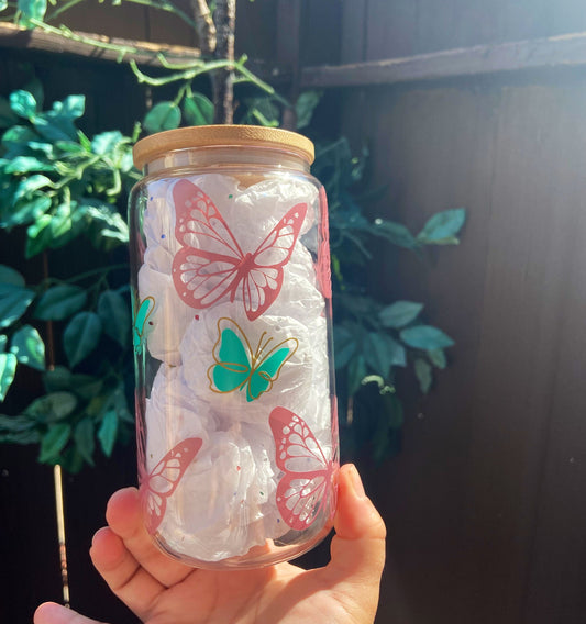 Custom Beer Can Glass | Butterfly Glass Can | Alicee Creations