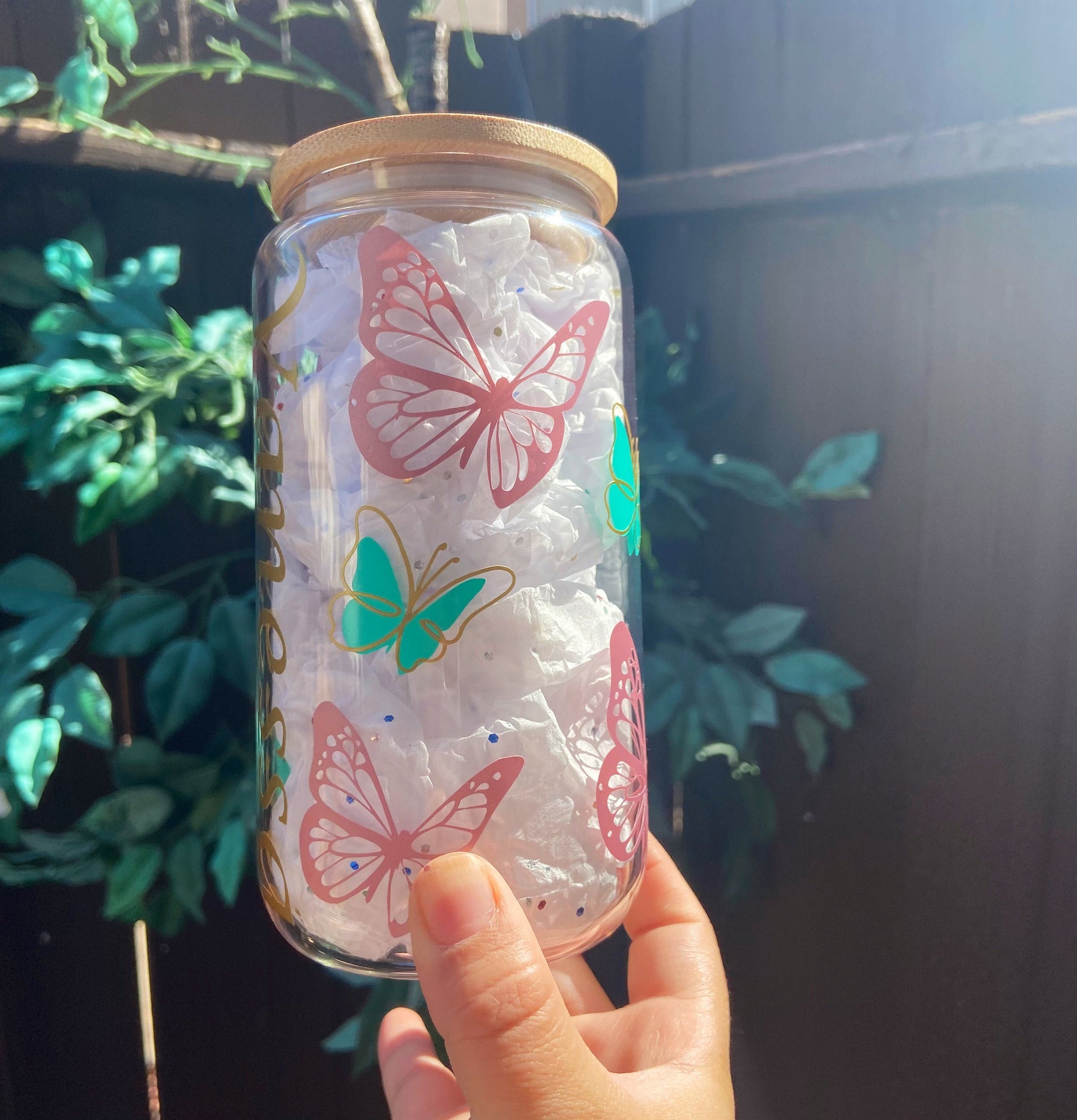 Custom Beer Can Glass | Butterfly Glass Can | Alicee Creations