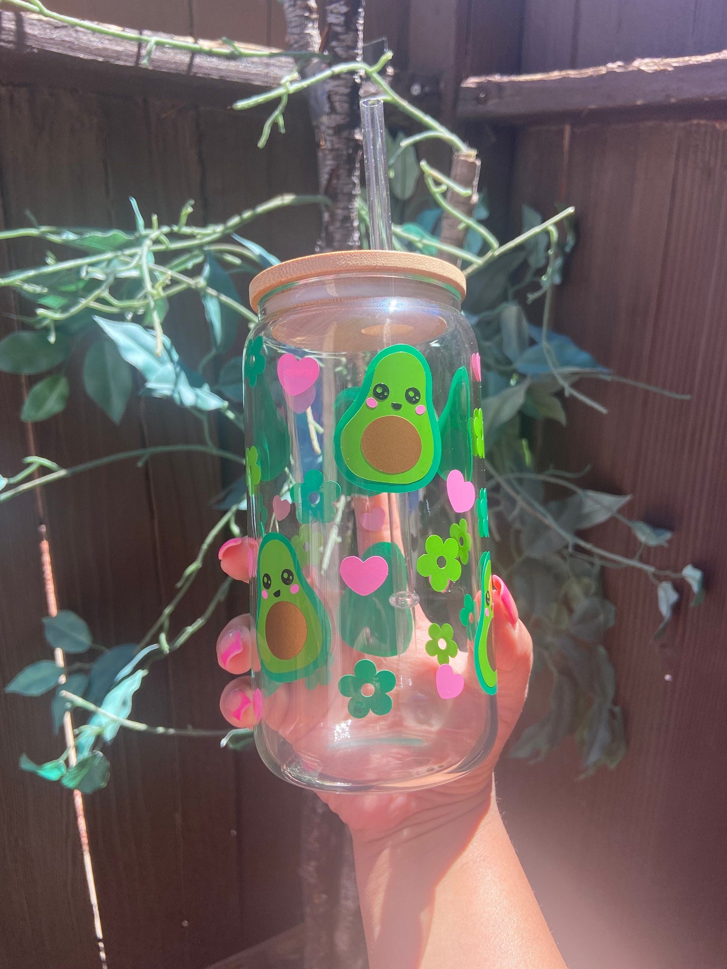 Glass Can Cup With Lid | Cute Avocado Can Glass | Alicee Creations