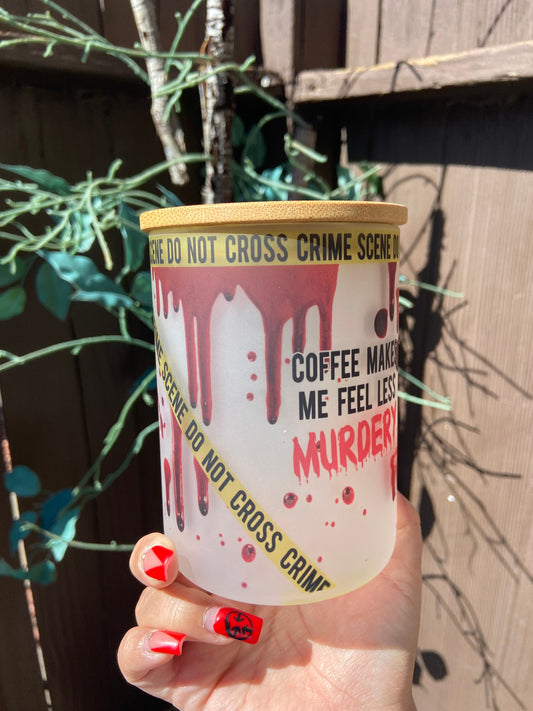 Crime scene mug 15oz with bamboo lid & straw